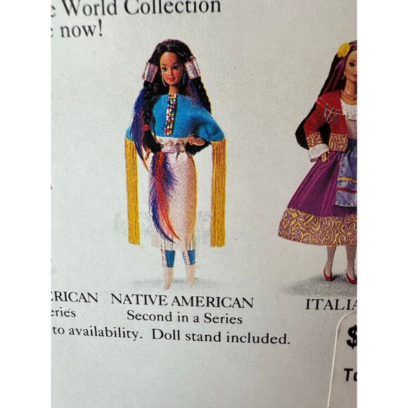 1993 Native American Barbie 2nd Edition Dolls Of The World Collection With Stand - Picture 11 of 11